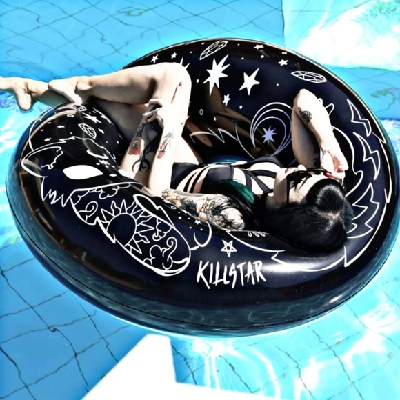 KILLSTAR | Beach Kitty Pool Float Goth Black 50" - Picture 5 of 10
